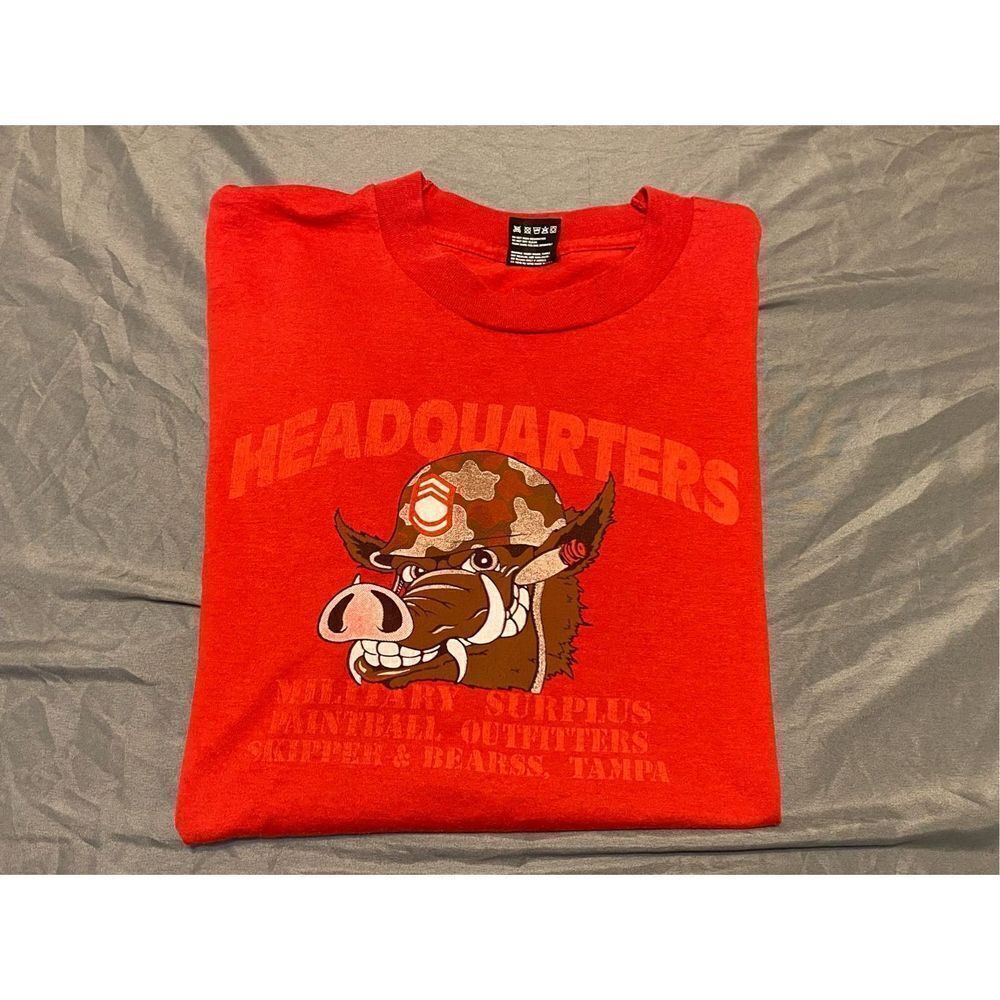 Vintage Military Shirt Mens Extra Large Red Surplus Single Stitch Tampa Florida